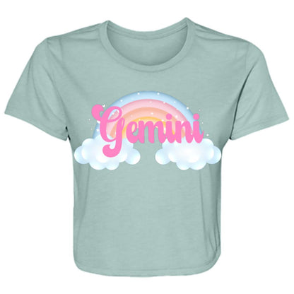 Gemini Rainbow Ladies' Flowy Cropped Tee