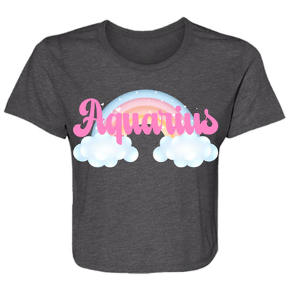 Aquarius Rainbow Ladies' Flowy Cropped Tee