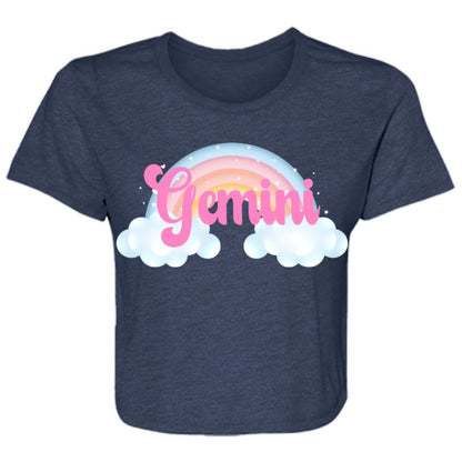 Gemini Rainbow Ladies' Flowy Cropped Tee