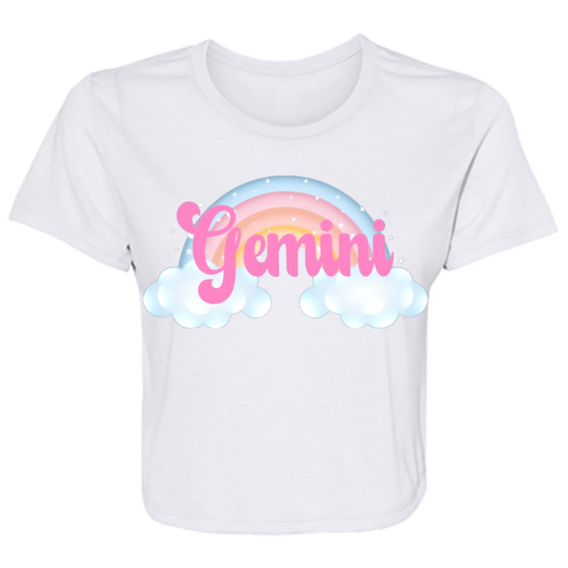 Gemini Rainbow Ladies' Flowy Cropped Tee