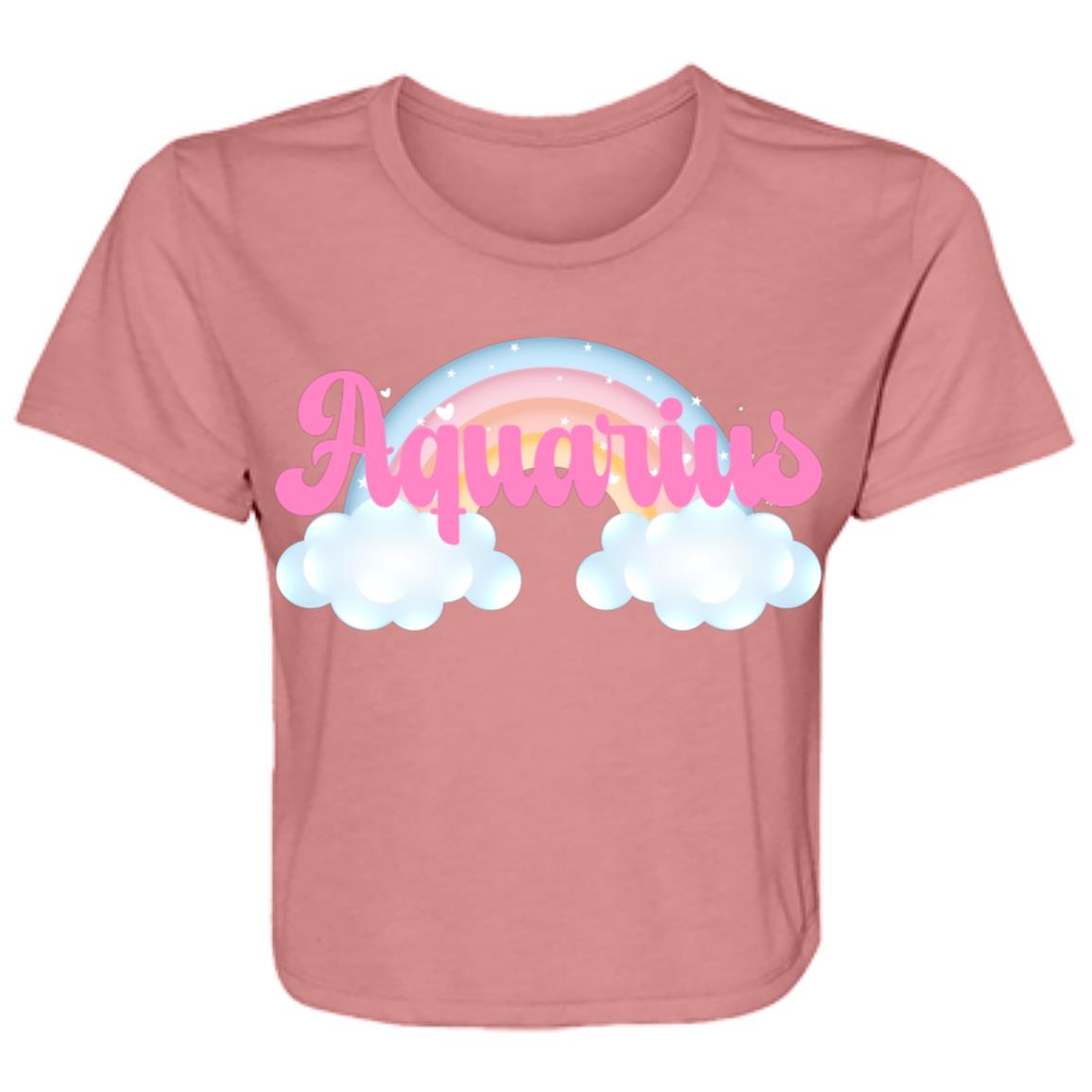 Aquarius Rainbow Ladies' Flowy Cropped Tee