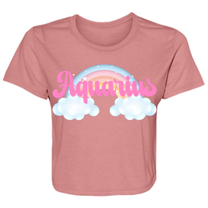 Aquarius Rainbow Ladies' Flowy Cropped Tee