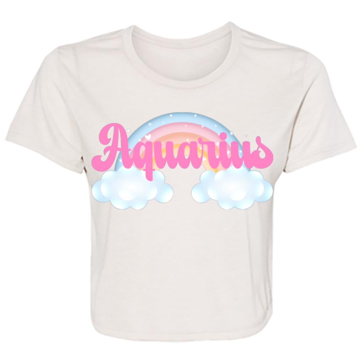 Aquarius Rainbow Ladies' Flowy Cropped Tee