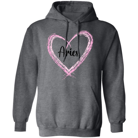 Aries Pink Heart Pullover Hoodie