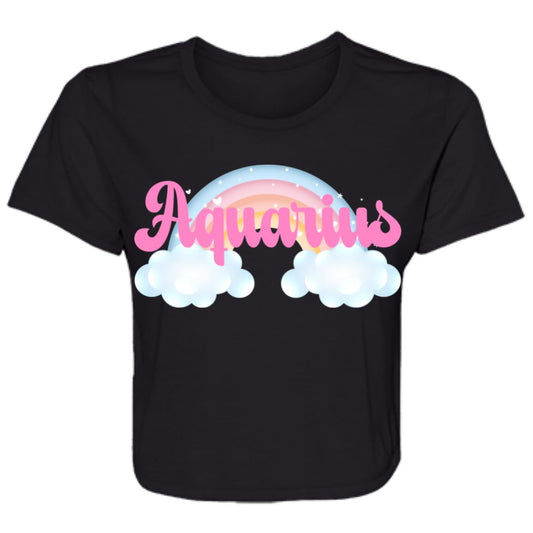 Aquarius Rainbow Ladies' Flowy Cropped Tee