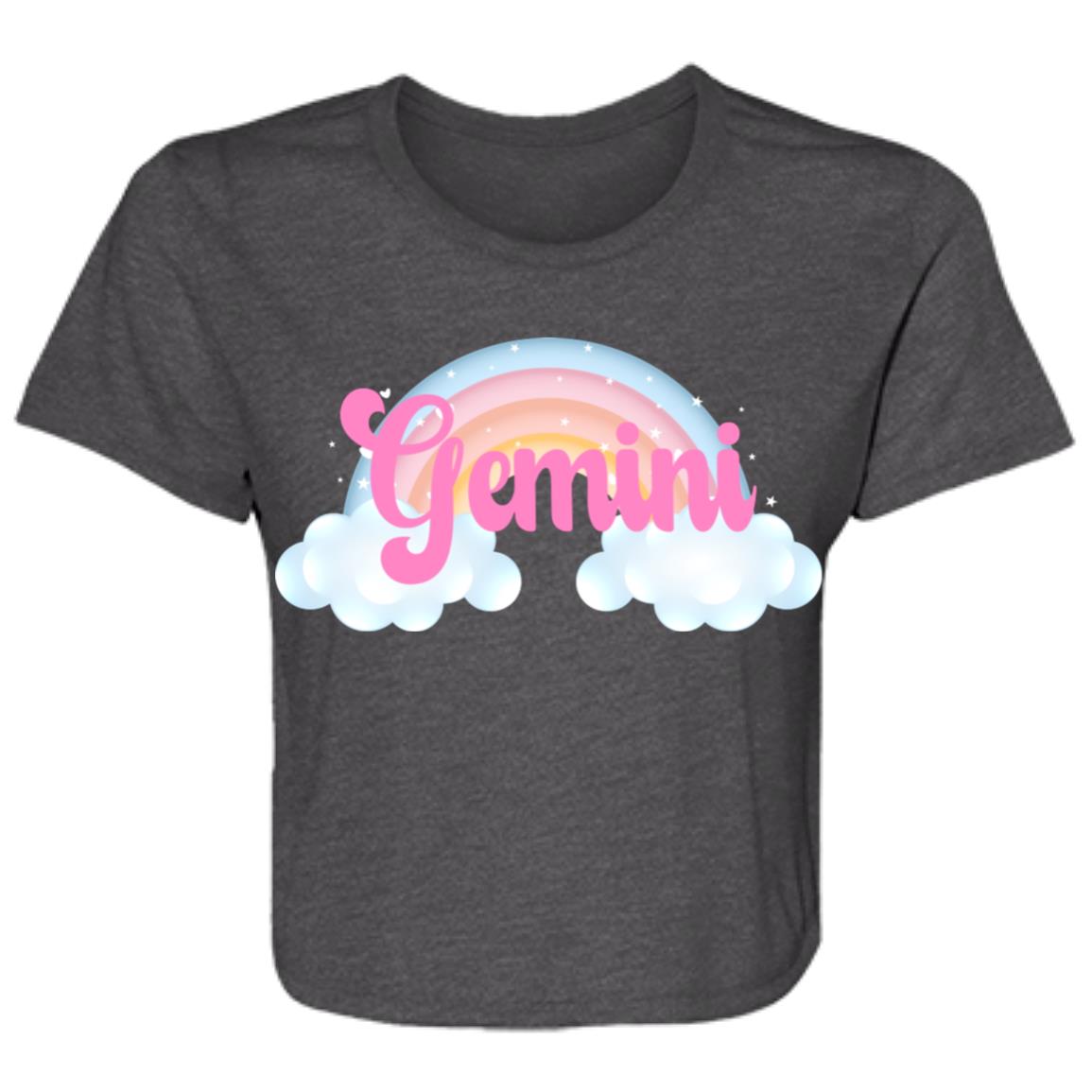 Gemini Rainbow Ladies' Flowy Cropped Tee