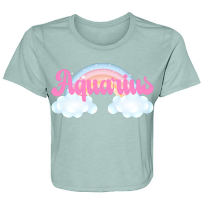 Aquarius Rainbow Ladies' Flowy Cropped Tee