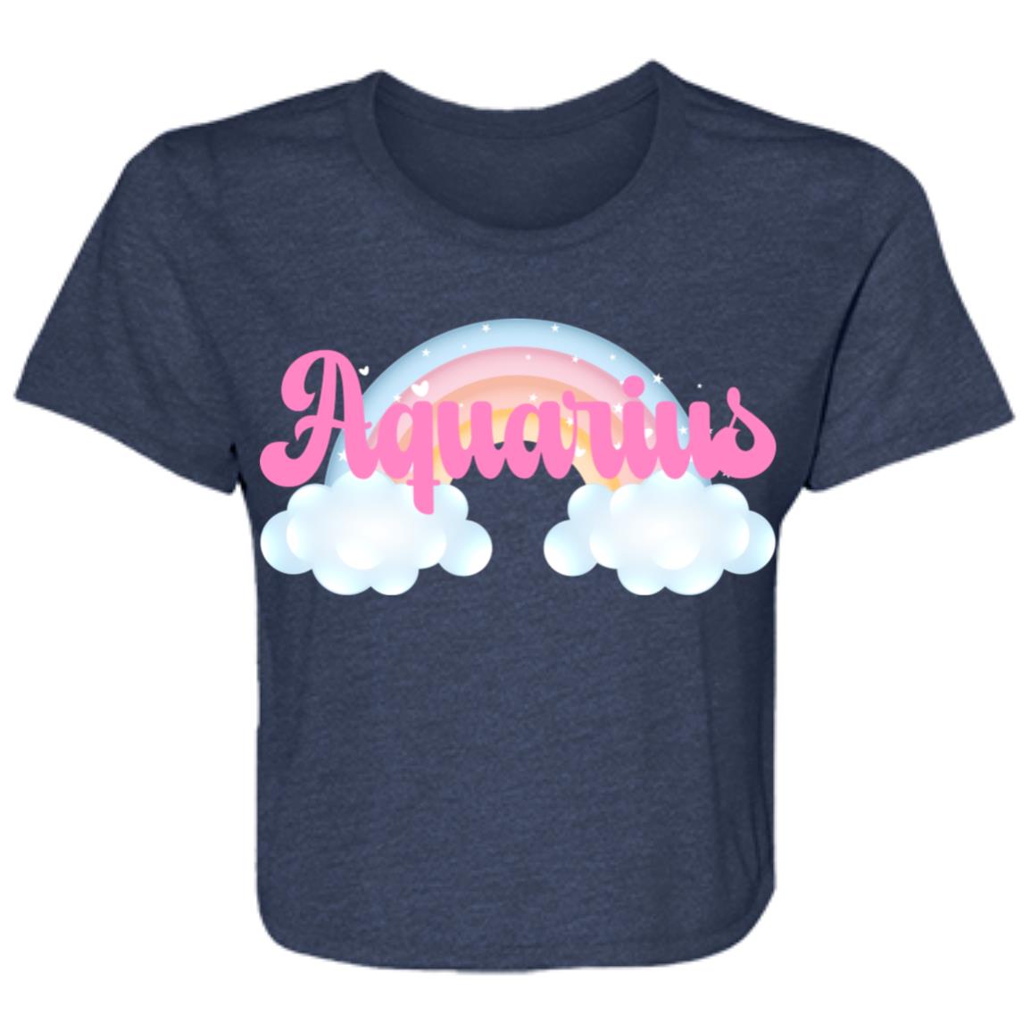 Aquarius Rainbow Ladies' Flowy Cropped Tee