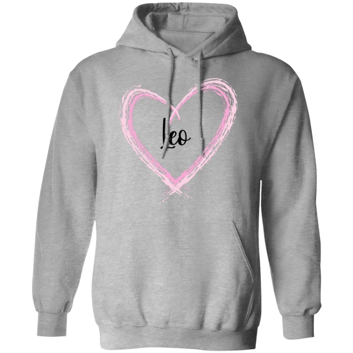 Leo Pink Heart Pullover Hoodie