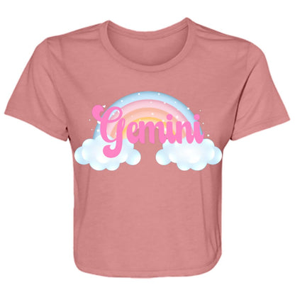 Gemini Rainbow Ladies' Flowy Cropped Tee