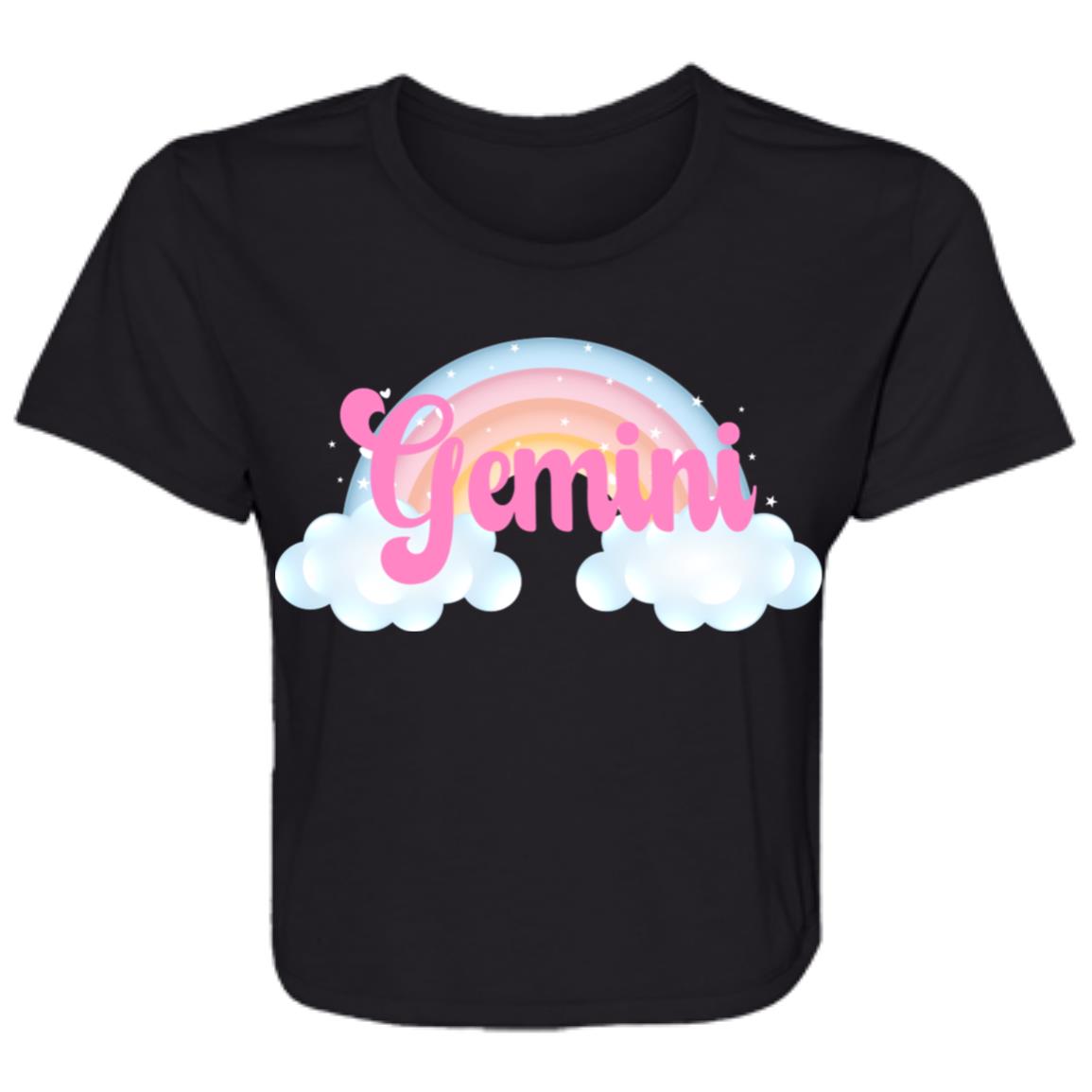 Gemini Rainbow Ladies' Flowy Cropped Tee