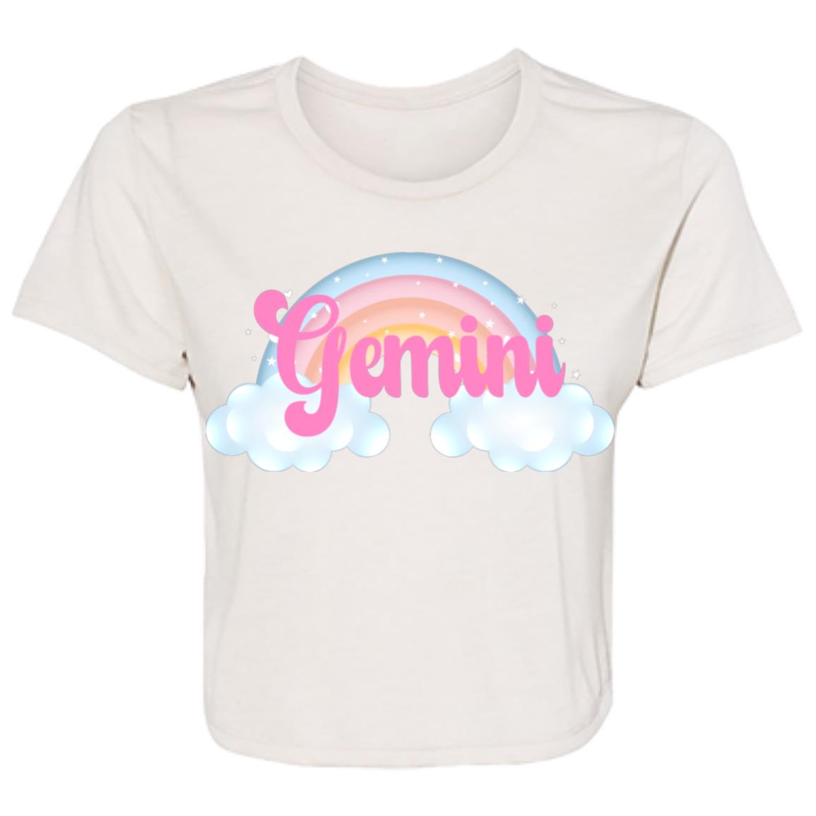 Gemini Rainbow Ladies' Flowy Cropped Tee