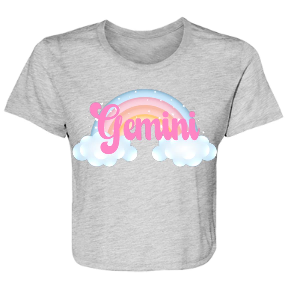 Gemini Rainbow Ladies' Flowy Cropped Tee