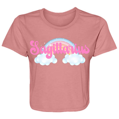 Sagittarius Rainbow Ladies' Flowy Cropped Tee