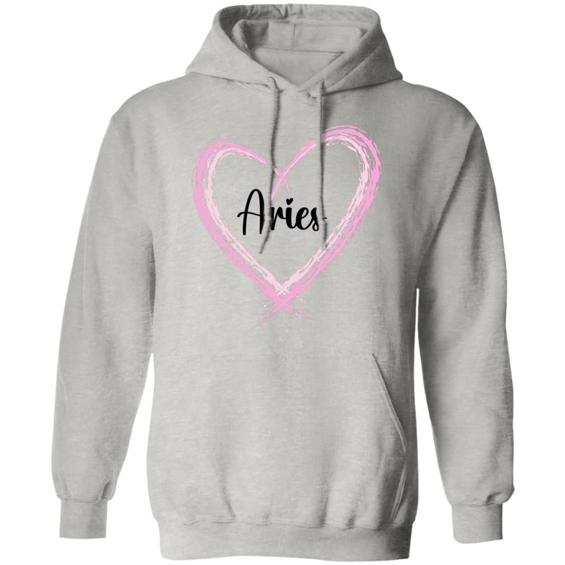 Aries Pink Heart Pullover Hoodie