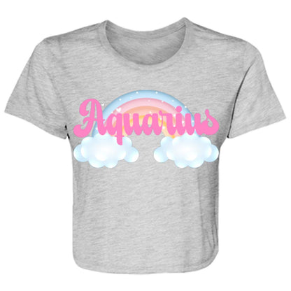 Aquarius Rainbow Ladies' Flowy Cropped Tee